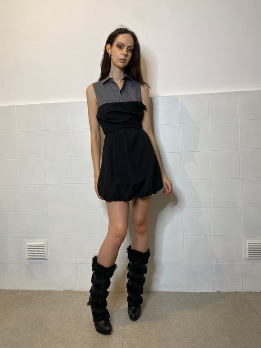 DENNY ROSE GREY AND BLACK DRESS