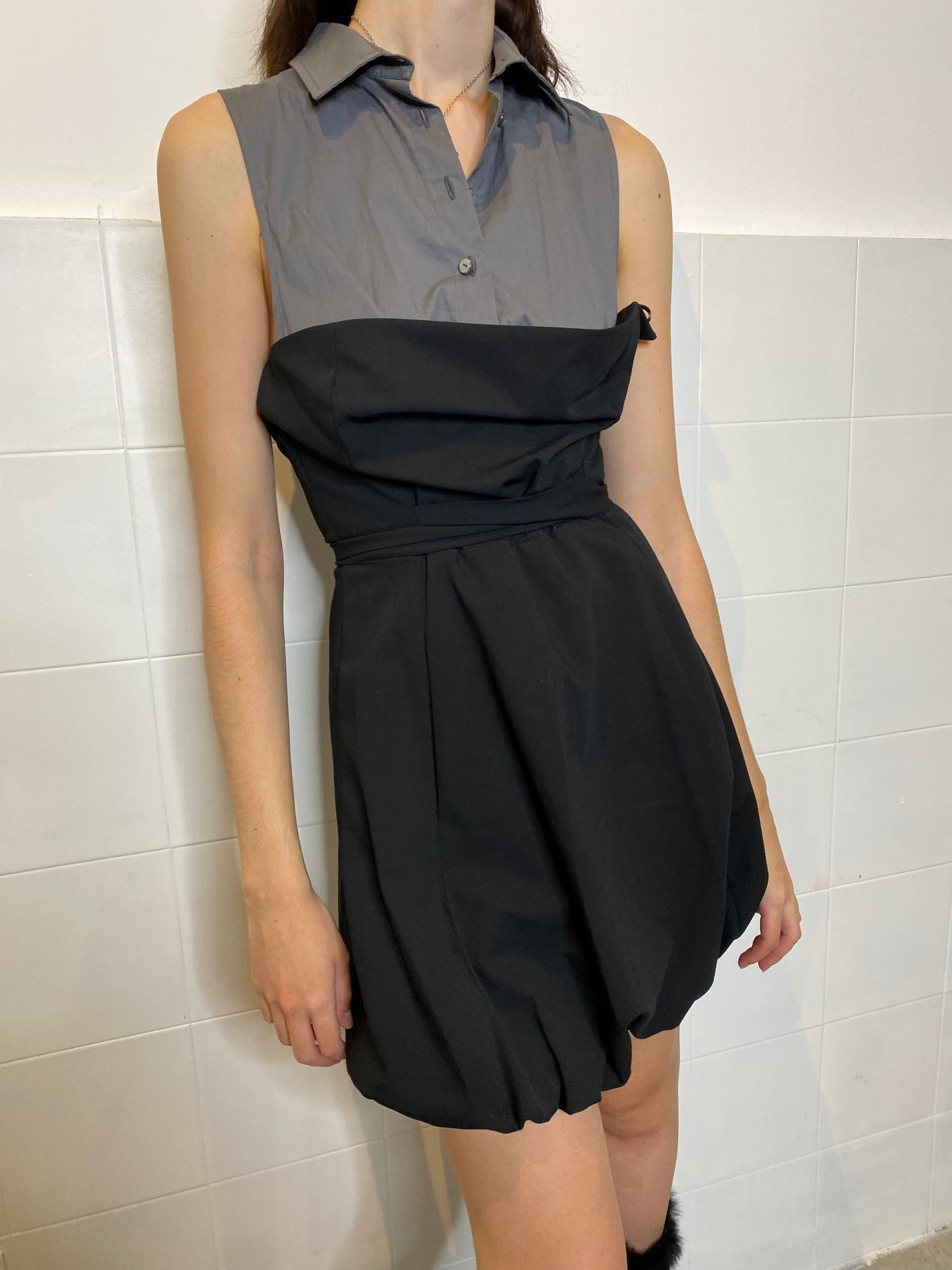 DENNY ROSE GREY AND BLACK DRESS