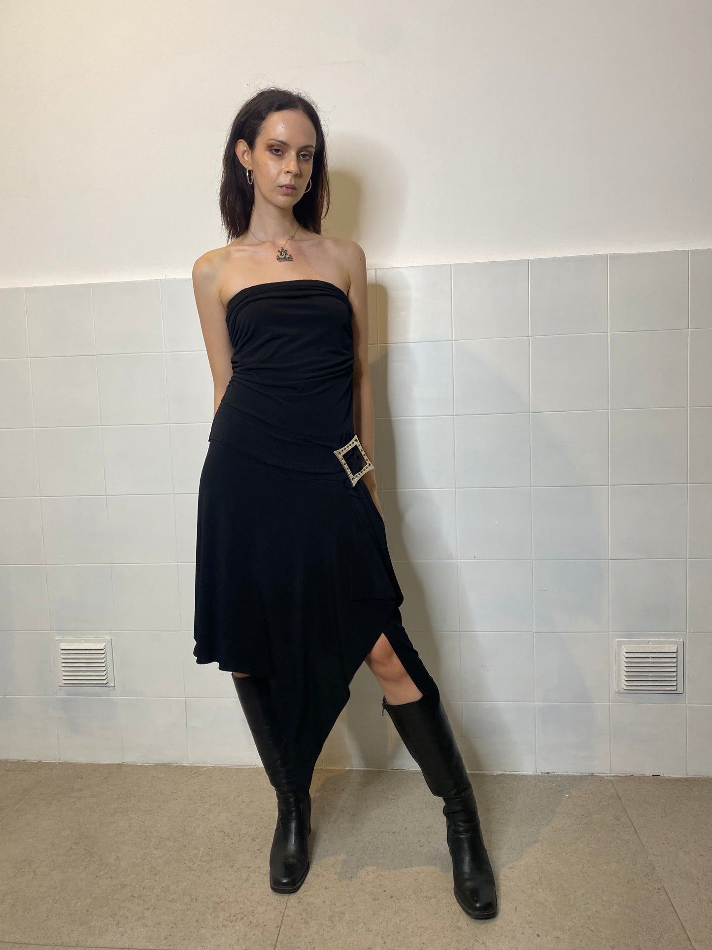 BLACK ASYMMETRICAL DRESS