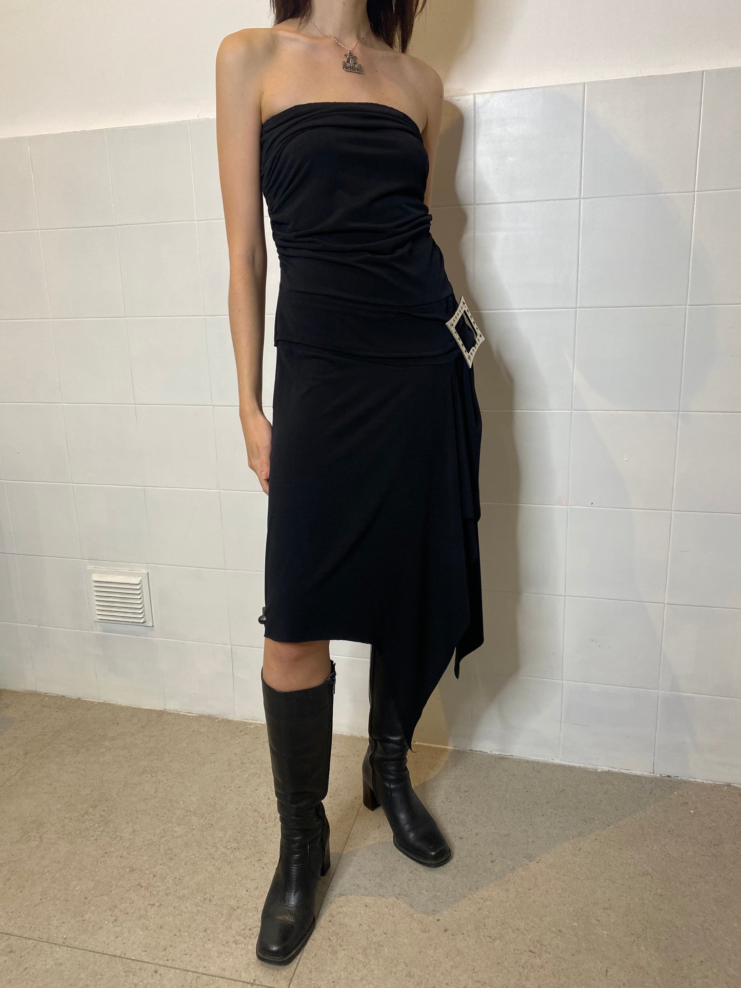 BLACK ASYMMETRICAL DRESS