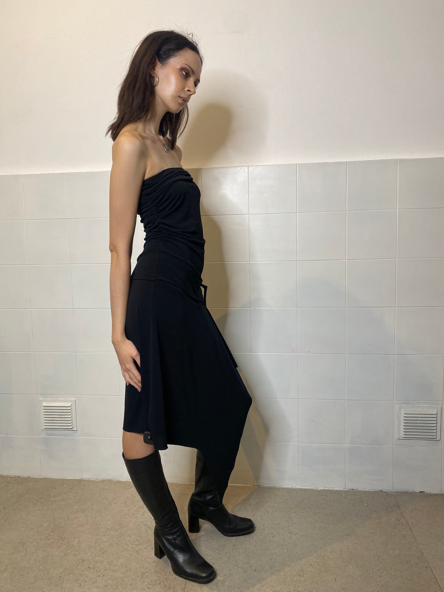 BLACK ASYMMETRICAL DRESS