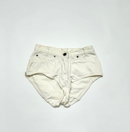 WHITE MICRO DENIM SHORTS