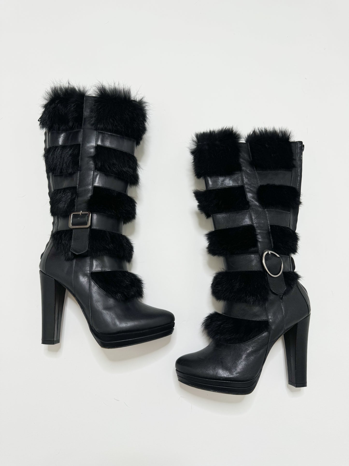 REBECA SANVER FUR HEELED BOOTS