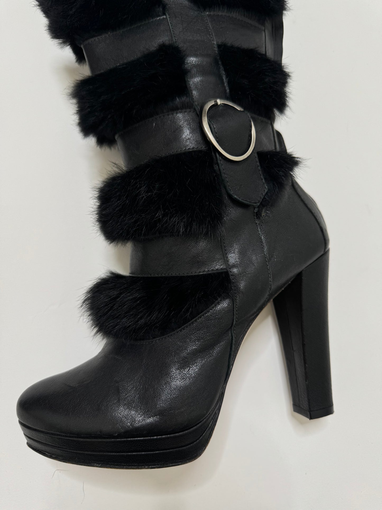 REBECA SANVER FUR HEELED BOOTS