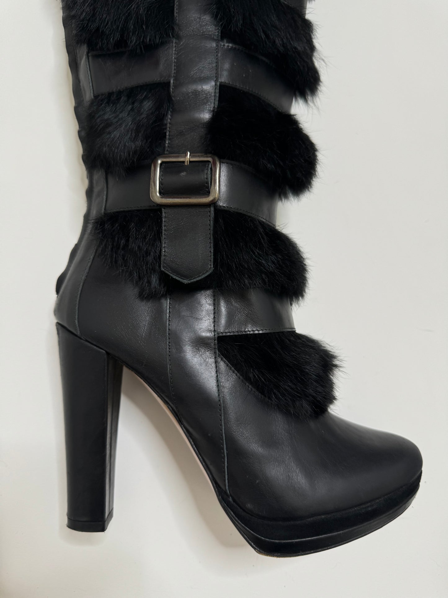 REBECA SANVER FUR HEELED BOOTS