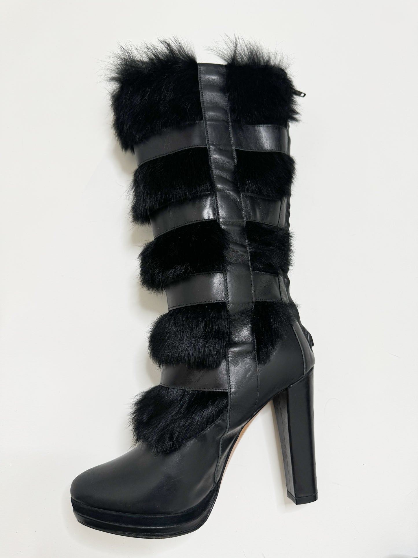 REBECA SANVER FUR HEELED BOOTS