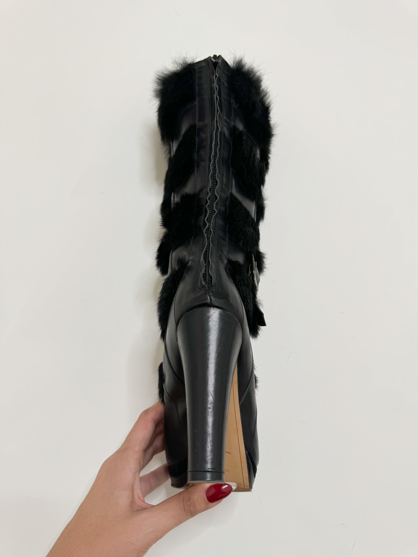 REBECA SANVER FUR HEELED BOOTS