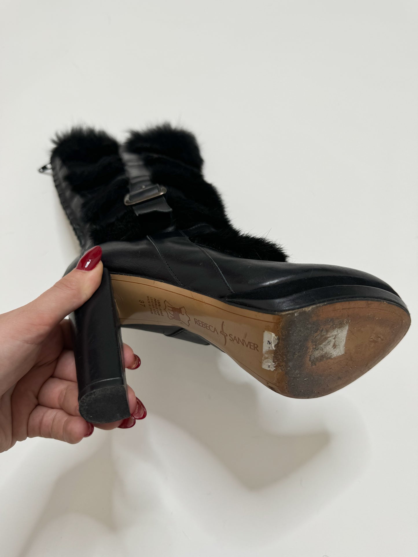 REBECA SANVER FUR HEELED BOOTS