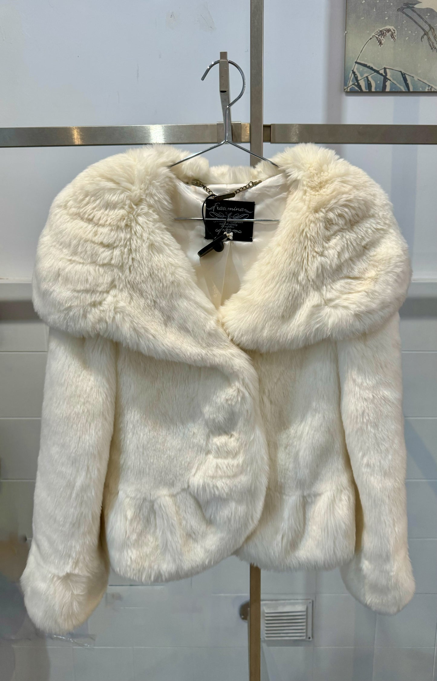 FRACOMINA WHITE FAUX FUR JACKET