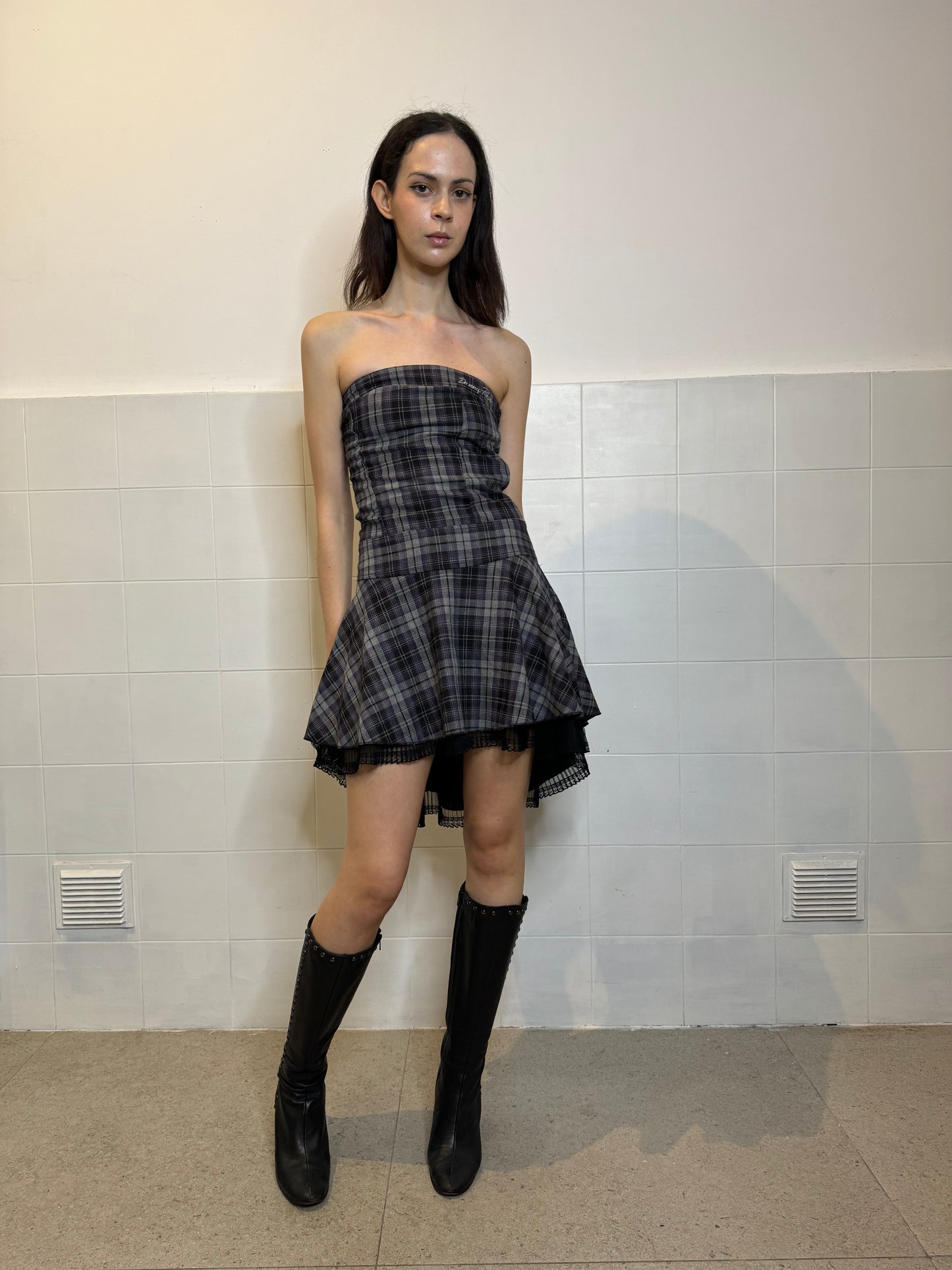 DENNY ROSE CHECKED DRESS