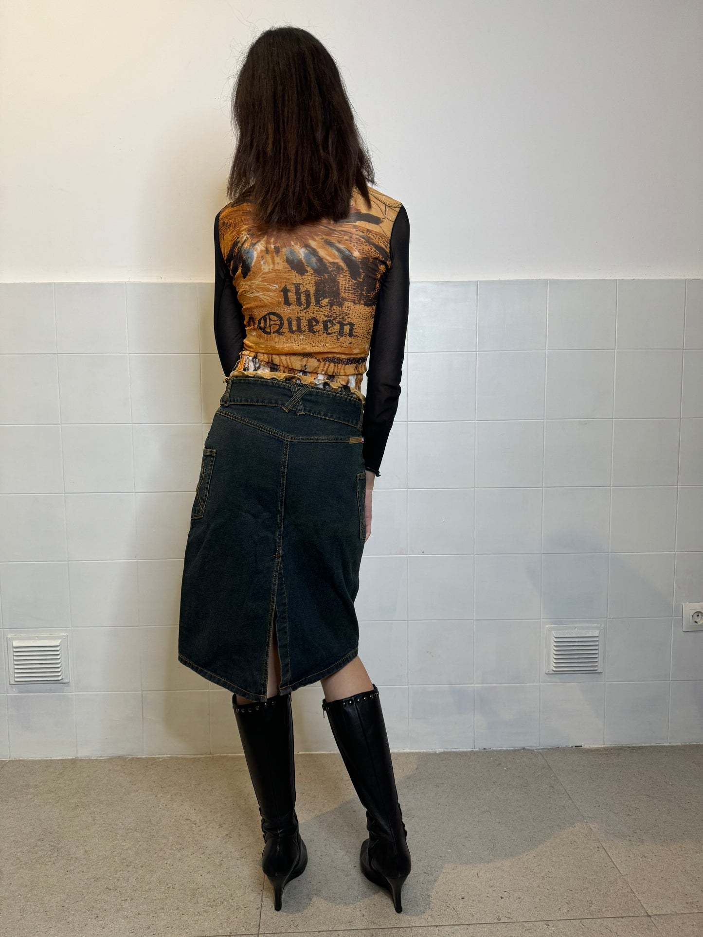 MORGAN DE TOI DOUBLE DENIM SKIRT